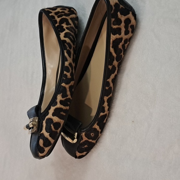 Michael Kors Half Calf Animal Print Leather-Trimmed Leopard FlatsWomens Size 10M - Picture 6 of 9